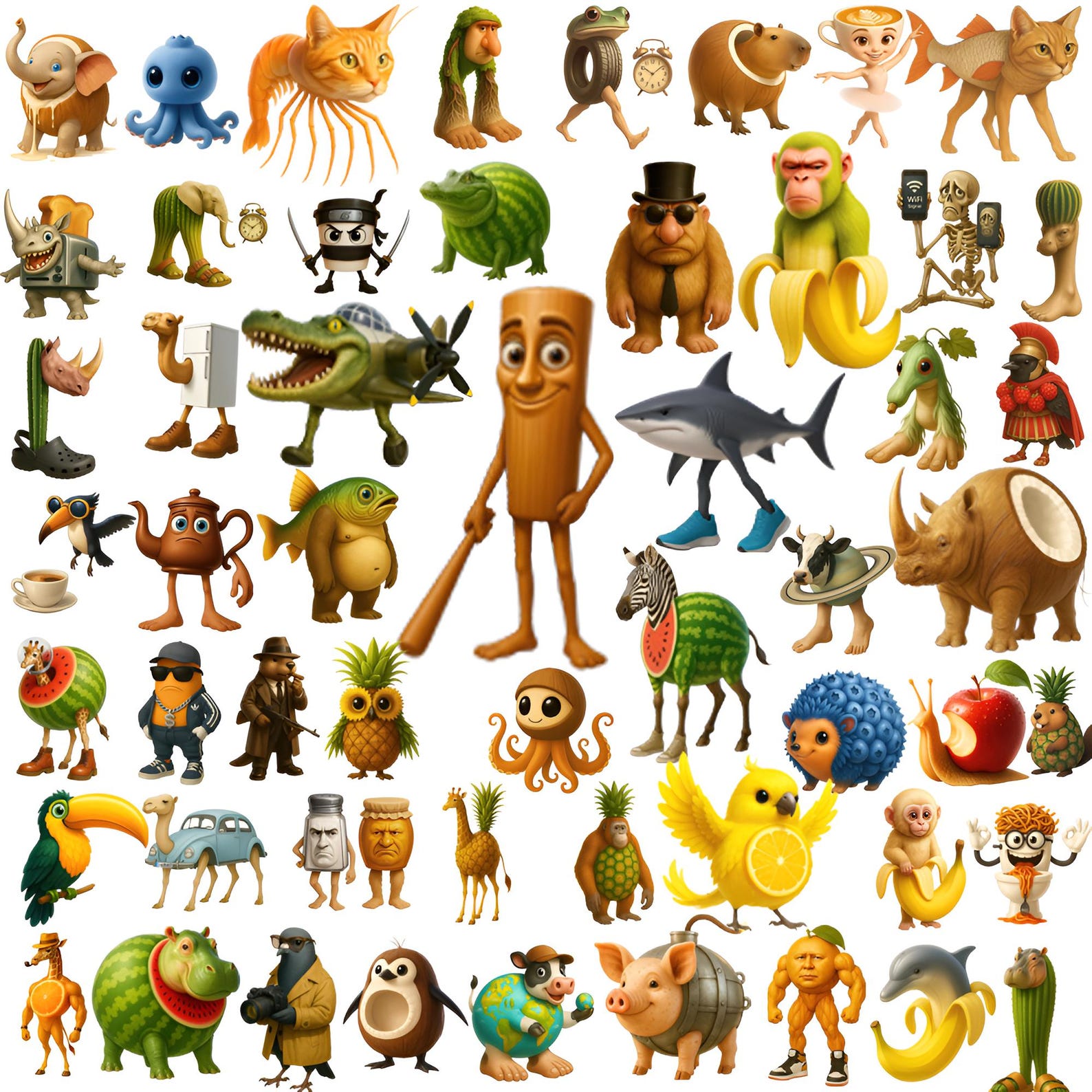Italian Brainrot Meme Characters PNG Bundle (Digital Download)
